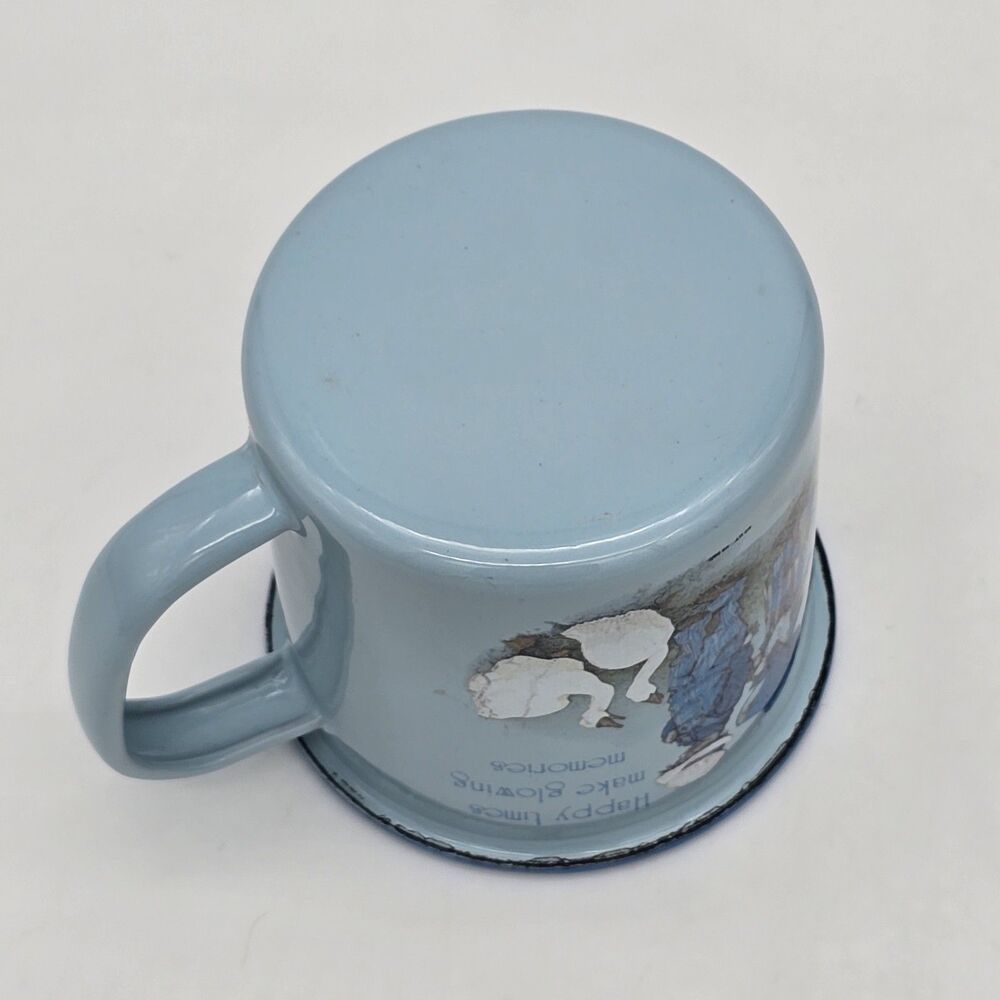 Vintage Holly Hobbie "Blue Girl" Enamelware Metal Mug Cup Blue - Picture 4 of 4